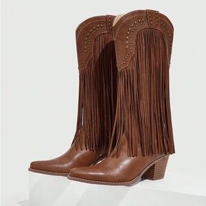 Brown Fringe Cowboy Boots